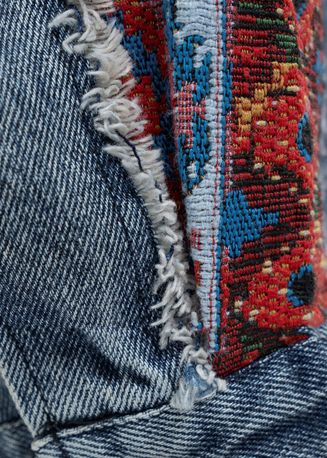 Women Blue Peter Pan Collar Jacquard Patchwork Denim Coat Fall