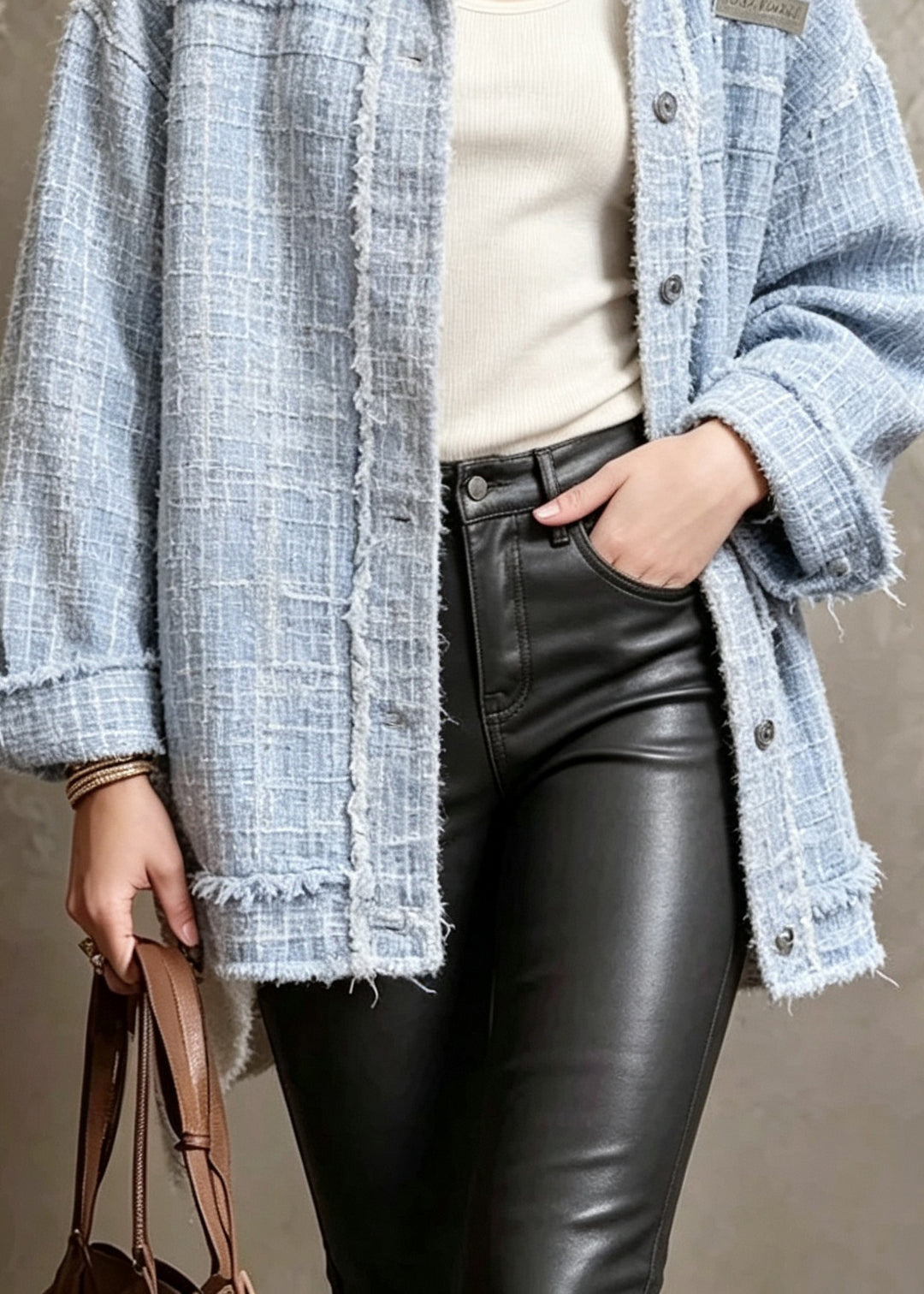 Women Blue Peter Pan Collar Patchwork Denim Coat Fall