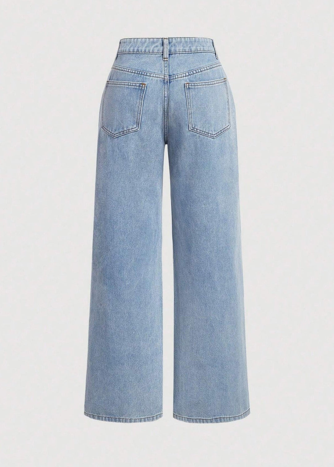Women Blue Pockets Bow Wide Leg Jeans Fall