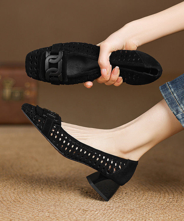 Women Blue Sandals Hollow Out Chunky Sandals