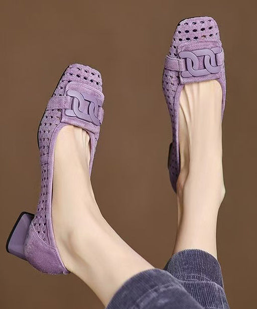 Women Blue Sandals Hollow Out Chunky Sandals