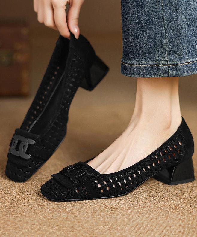 Women Blue Sandals Hollow Out Chunky Sandals