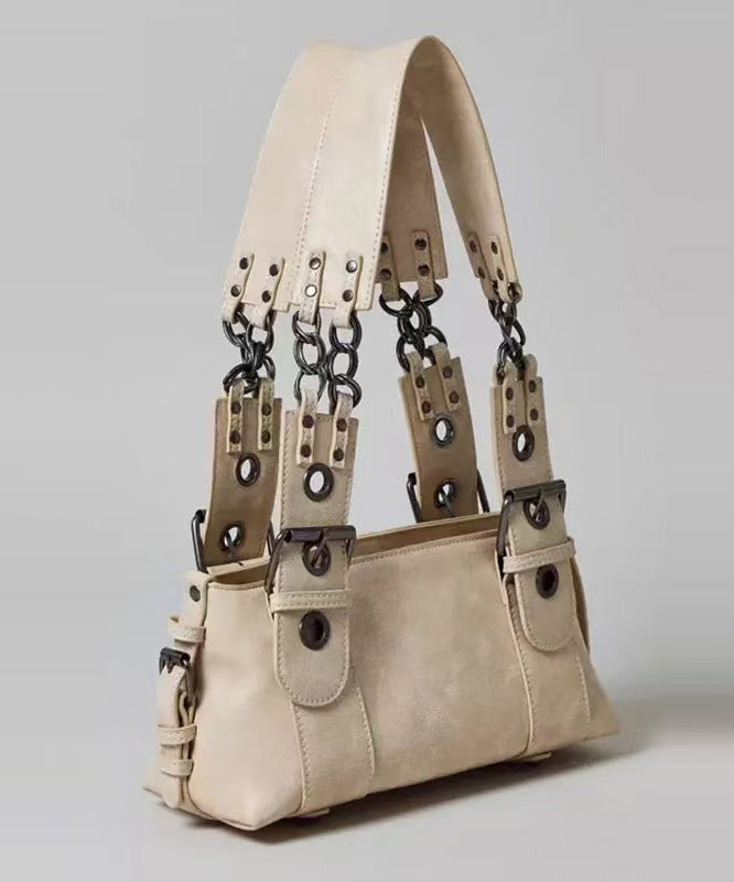 Women Brown Chain Linked Patchwork Faux Leather Shoulder Bags