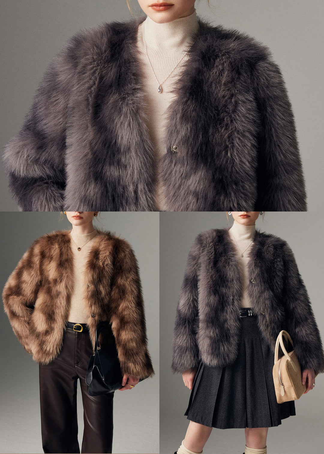 Women Brown Oversized Tie Dye Faux Fur Coat Winter