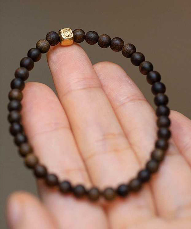 Women Brown Sterling Silver Overgild Beads Bracelet