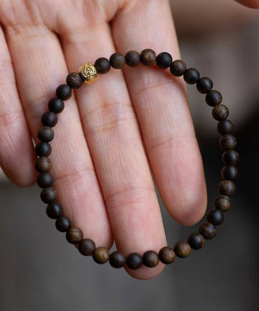 Women Brown Sterling Silver Overgild Beads Bracelet