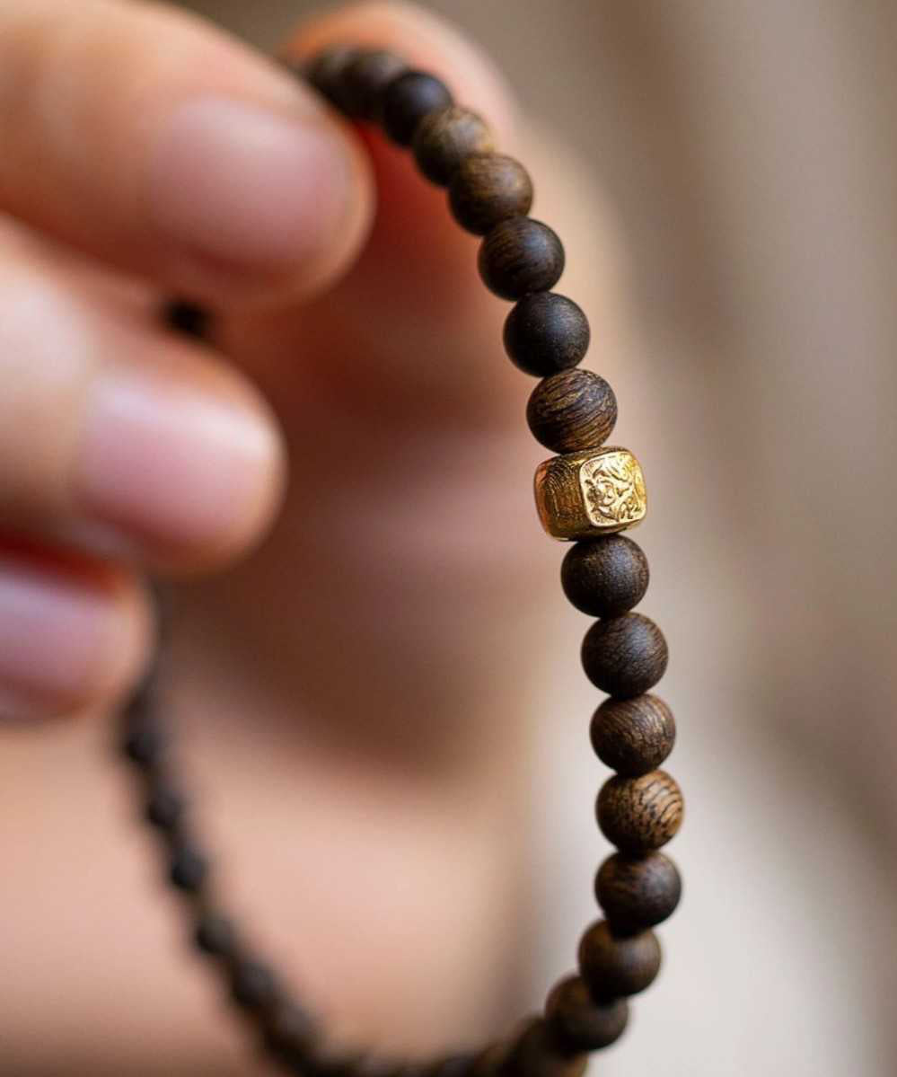 Women Brown Sterling Silver Overgild Beads Bracelet