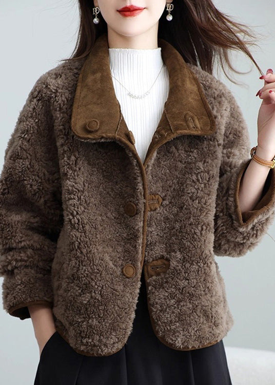 Women Brown Wear On Both Sides Leather And Fur Coat Winter
