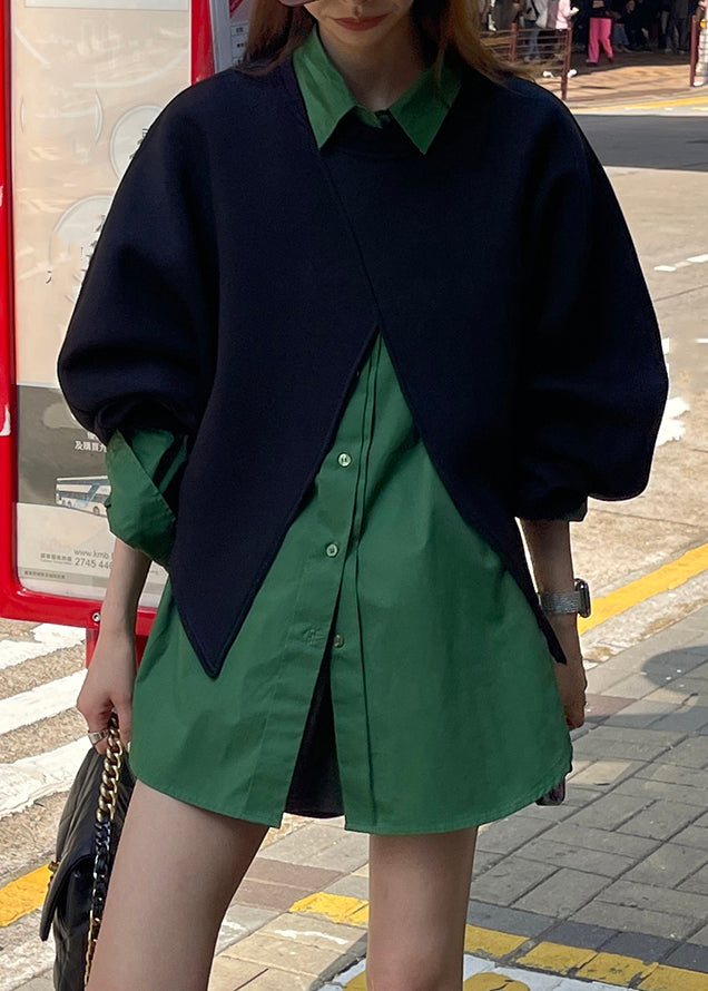 Women Button Coats And Shirts Two Piece Set Spring