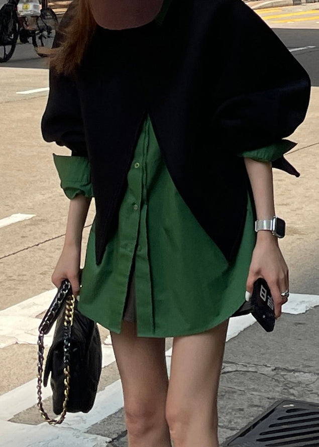 Women Button Coats And Shirts Two Piece Set Spring