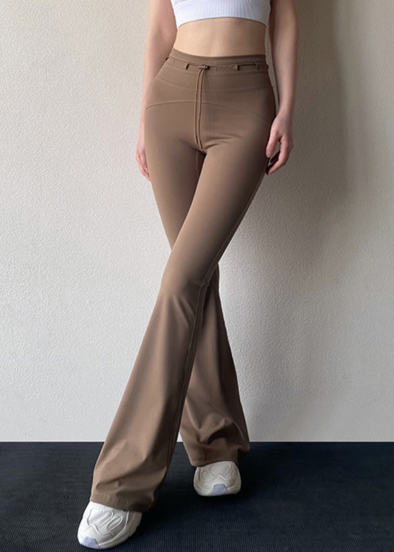 Women Coffee High Waist Patchwork Flare Leggings