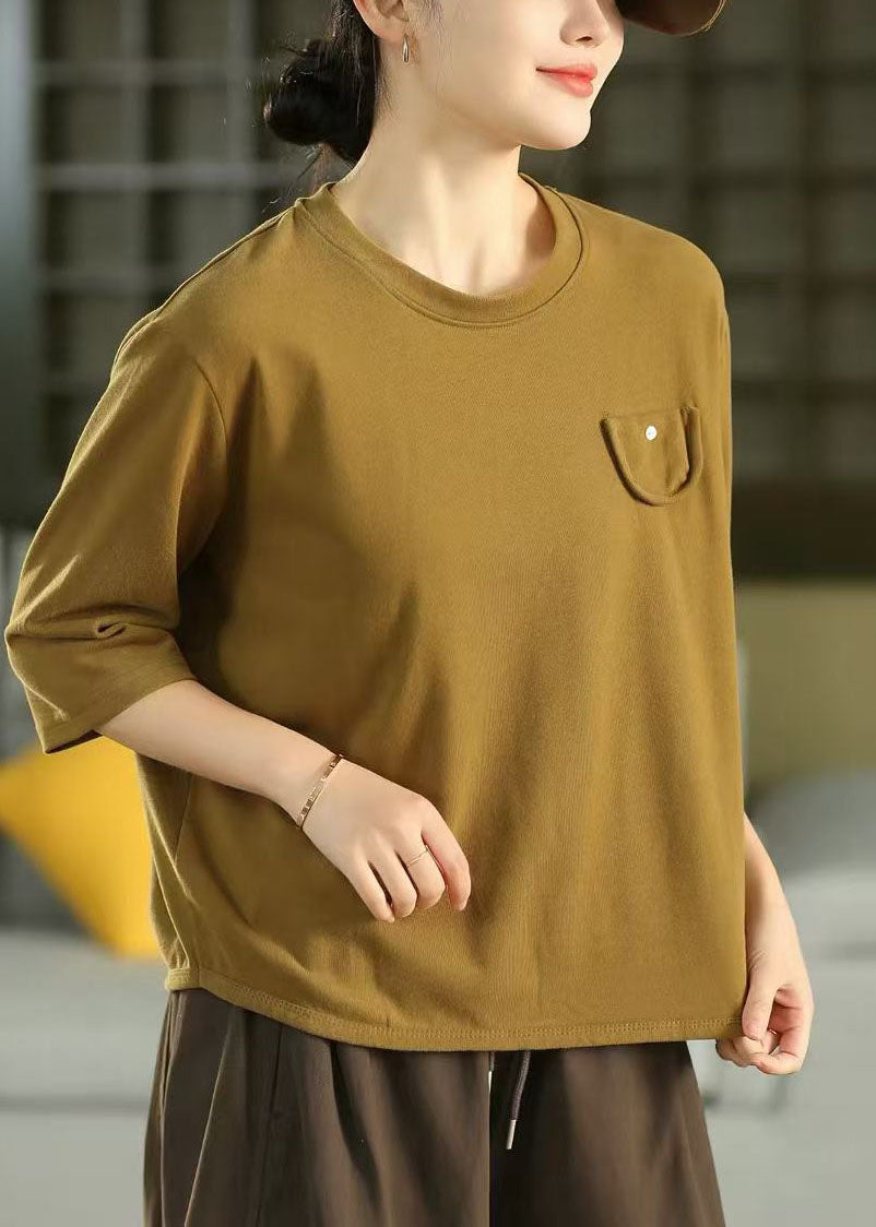 Women Coffee Oversized Cotton Shirts Half Sleeve
