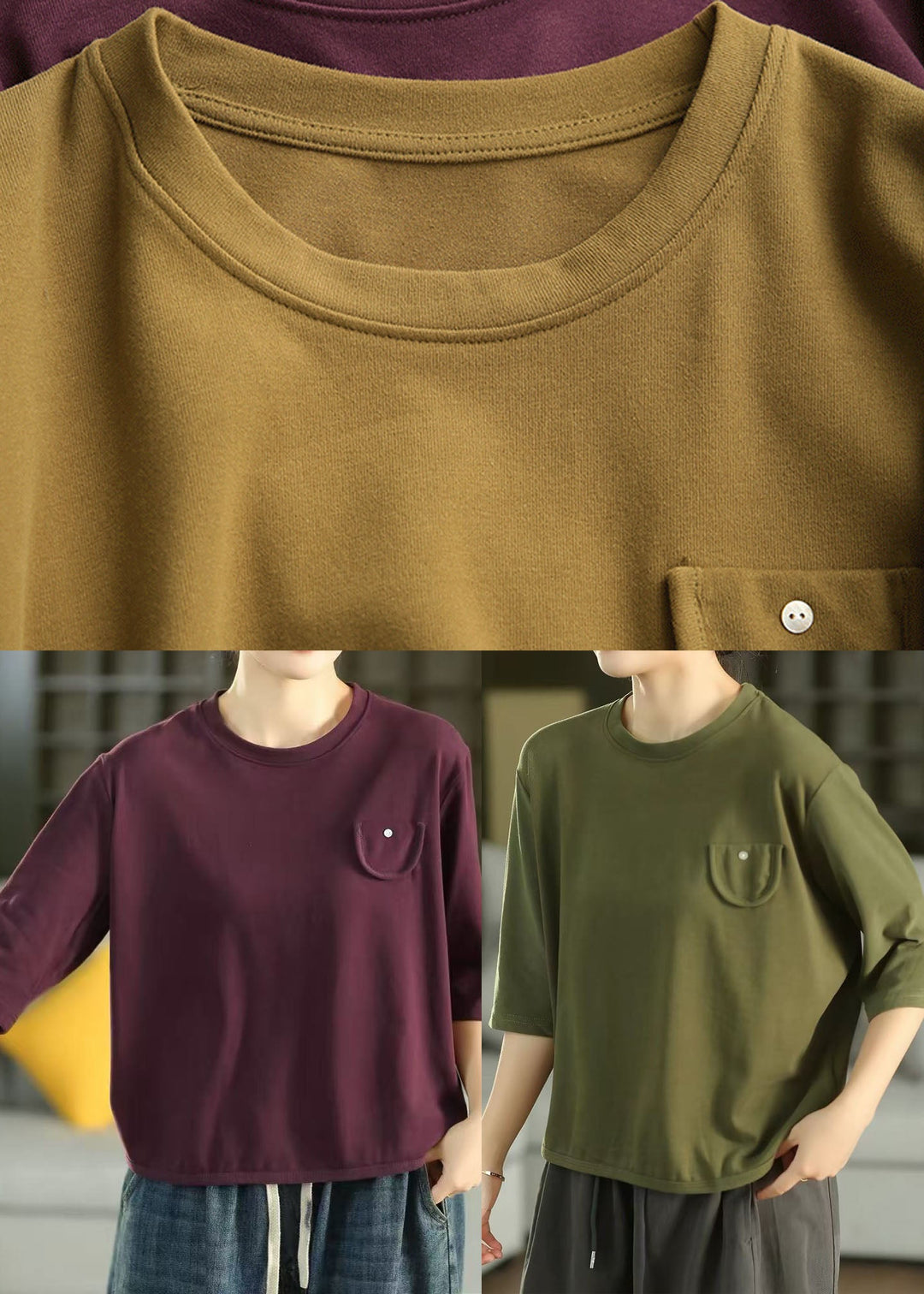 Women Coffee Oversized Cotton Shirts Half Sleeve
