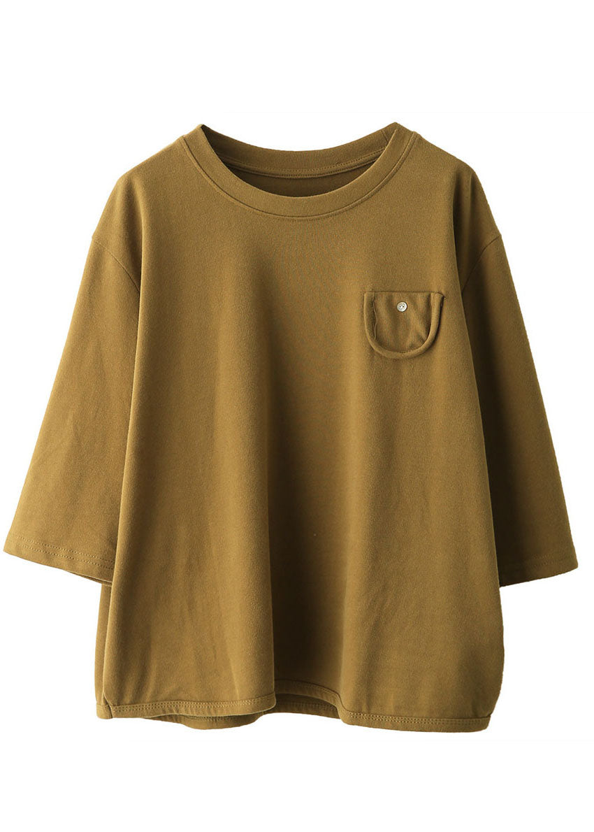 Women Coffee Oversized Cotton Shirts Half Sleeve