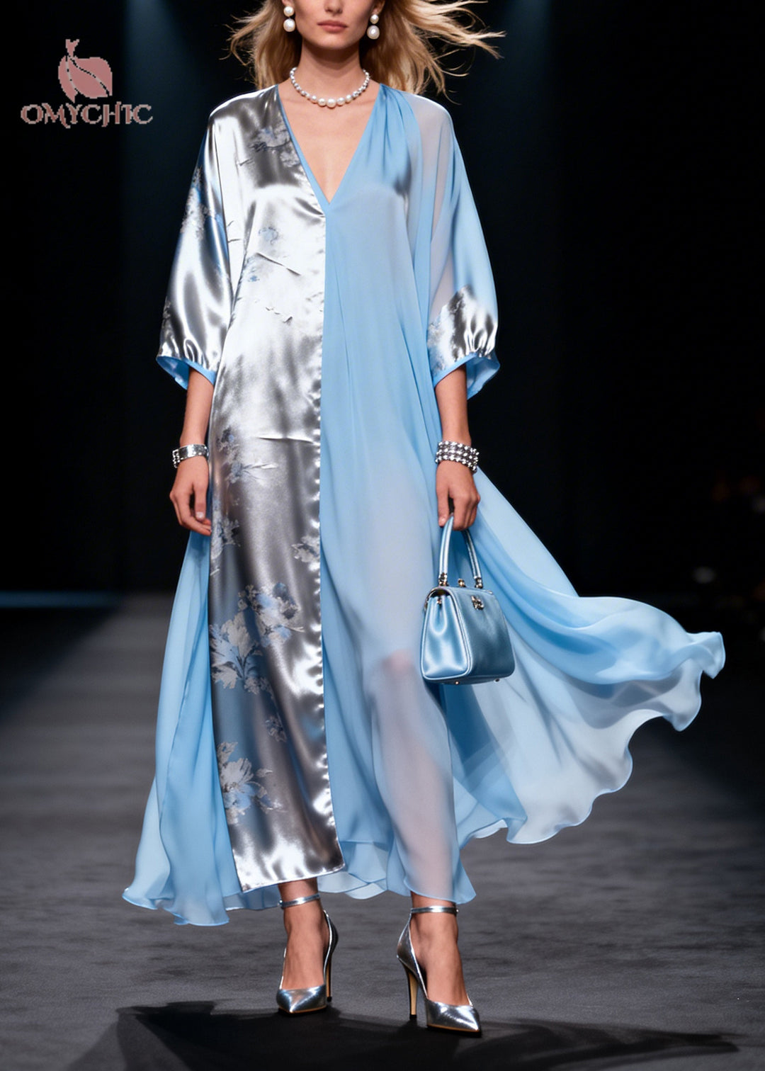 Women Colorblock Asymmetrical Patchwork Chiffon Party Dress Summer