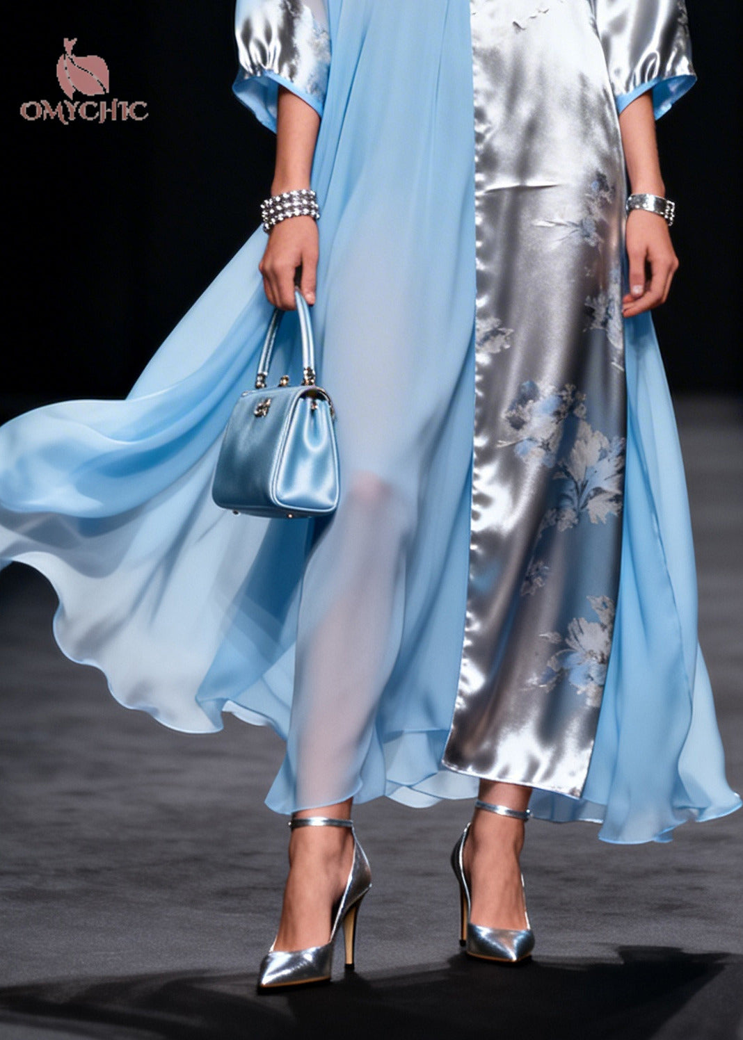Women Colorblock Asymmetrical Patchwork Chiffon Party Dress Summer