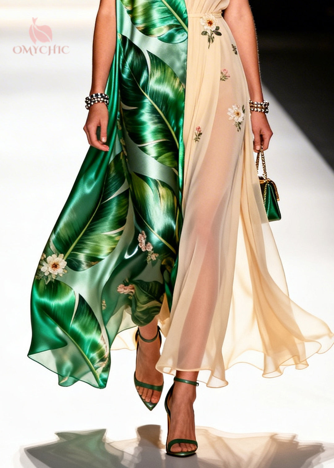Women Colorblock Asymmetrical Patchwork Chiffon Party Dresses Sleeveless