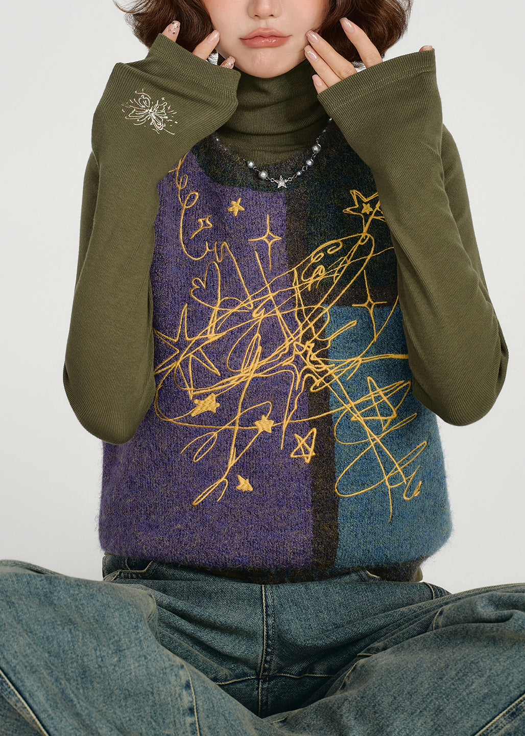 Women Colorblock O Neck Knit Vest Tops Sleeveless