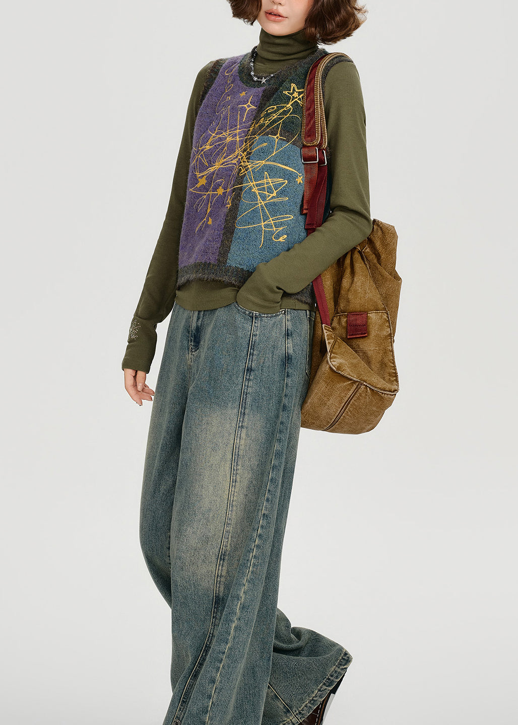 Women Colorblock O Neck Knit Vest Tops Sleeveless