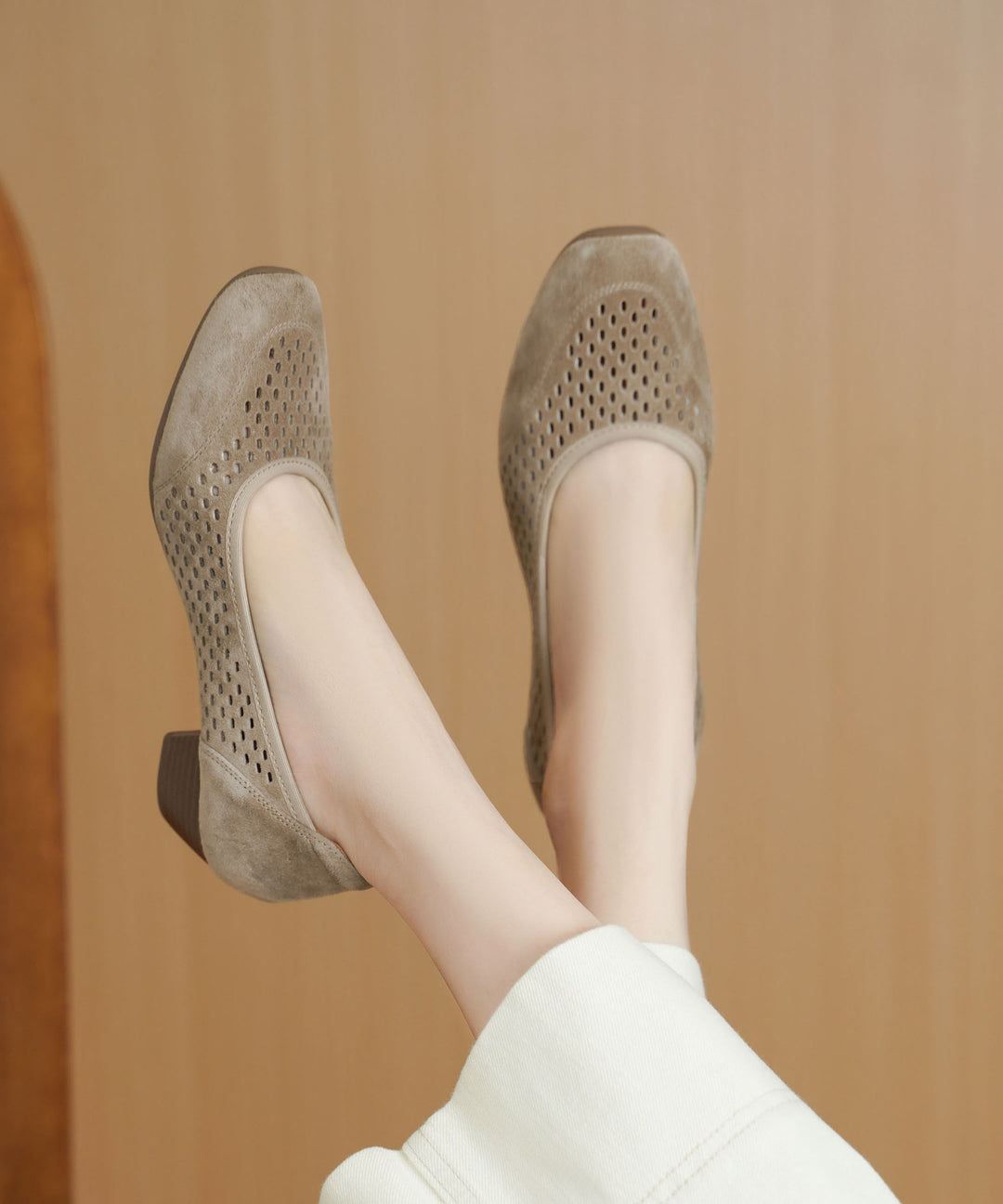 Women Comfortable Breathable Chunky Black Suede Shoes