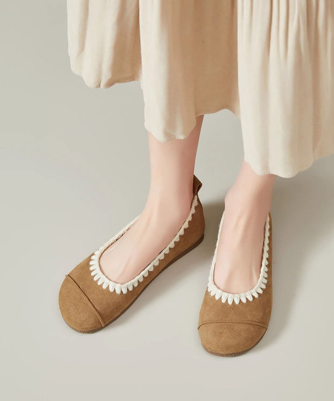 Women Comfy Splicing Flat Shoes Yellow Suede