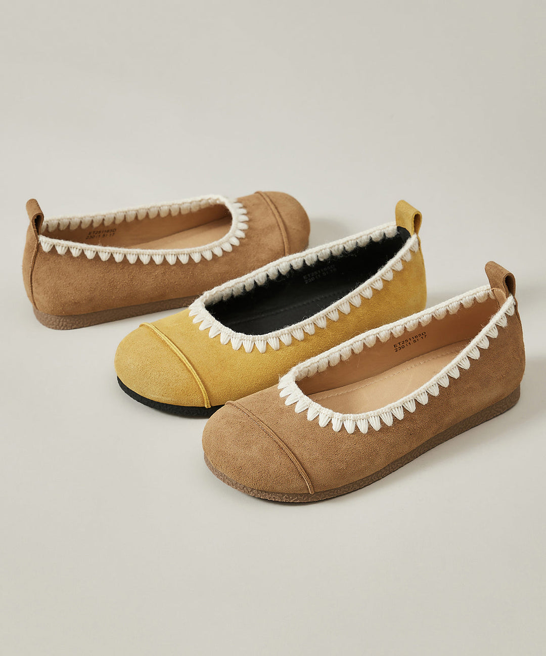 Women Comfy Splicing Flat Shoes Yellow Suede