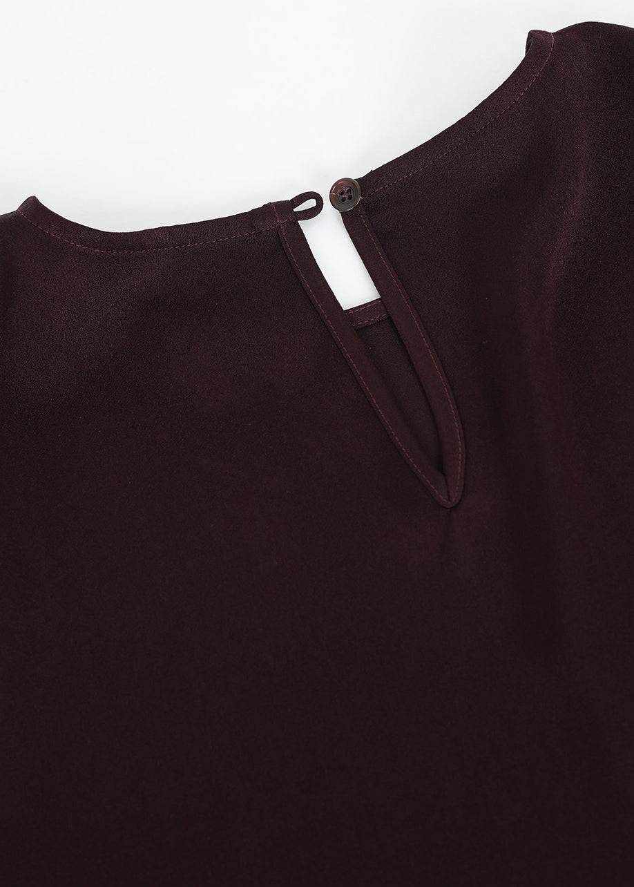 Women Dark Purple Oversized Cotton Shirt Batwing Sleeve
