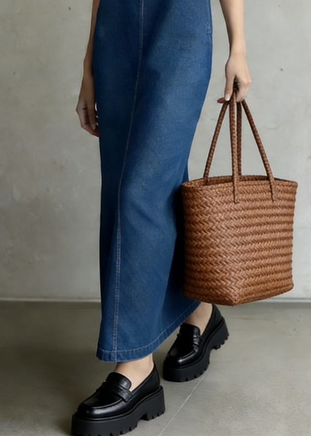 Women Denim Blue O-Neck Patchwork Long Dress Summe