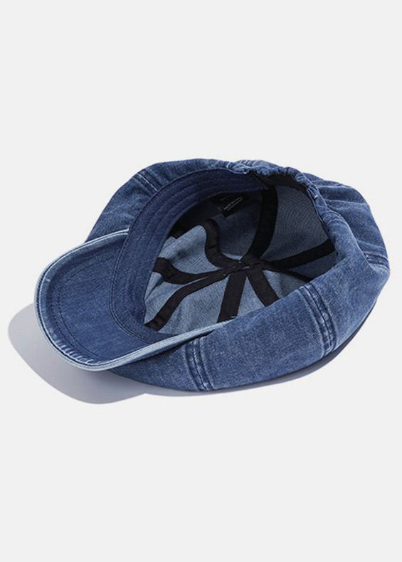 Women Denim Light Blue Patchwork Cotton Breton Hat