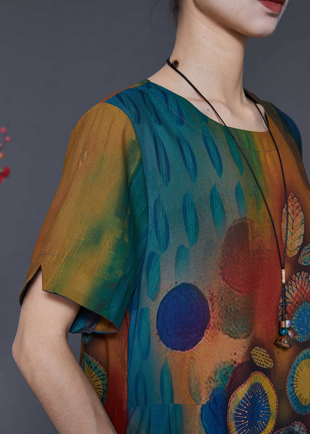 Women Gradient Color Print Silk Maxi Dresses Summer