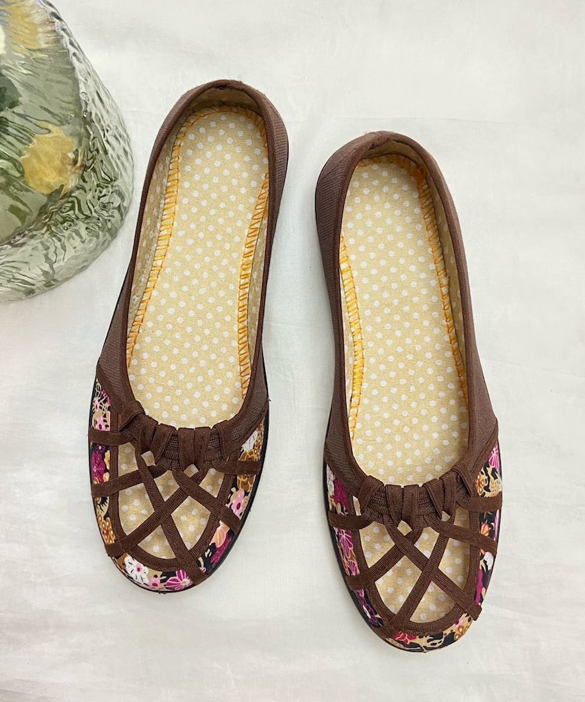 Women Green Comfortable Splicing Flat Shoes Hollow Out