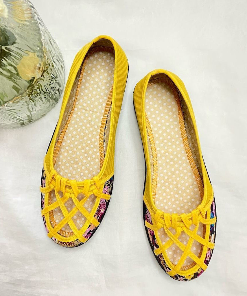 Women Green Comfortable Splicing Flat Shoes Hollow Out