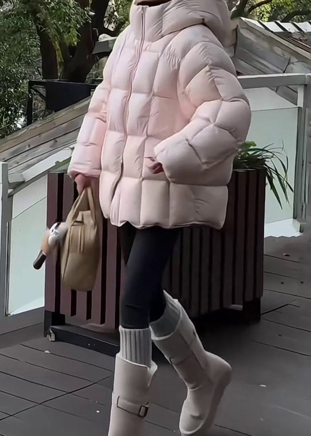 Women Green Hooded Zippered Drawstring Duck Down Down Coat Winter