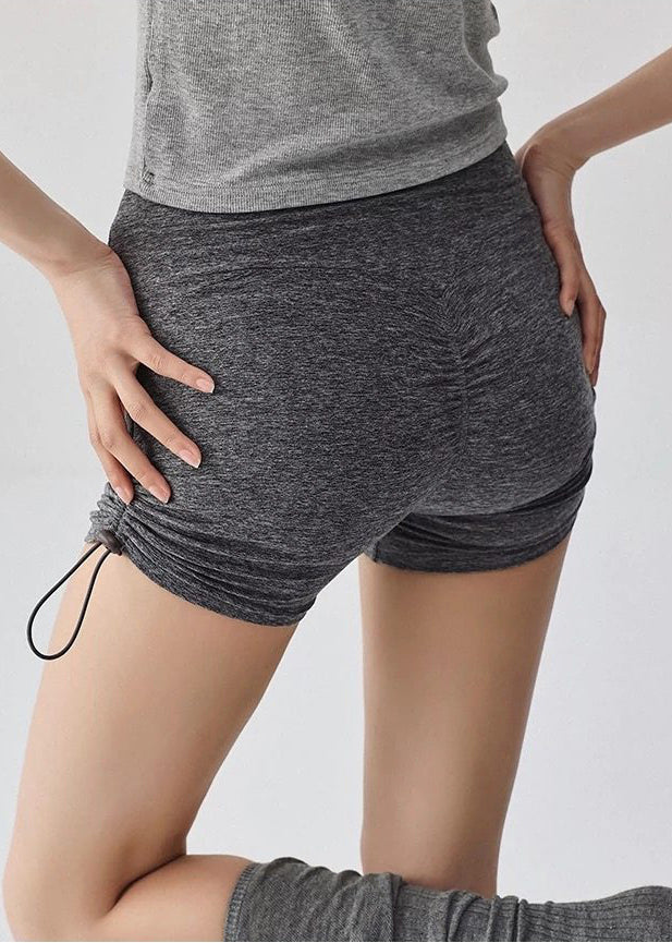 Women Grey High Waist Workout Gym Shorts Running Shorts Riding Leggings