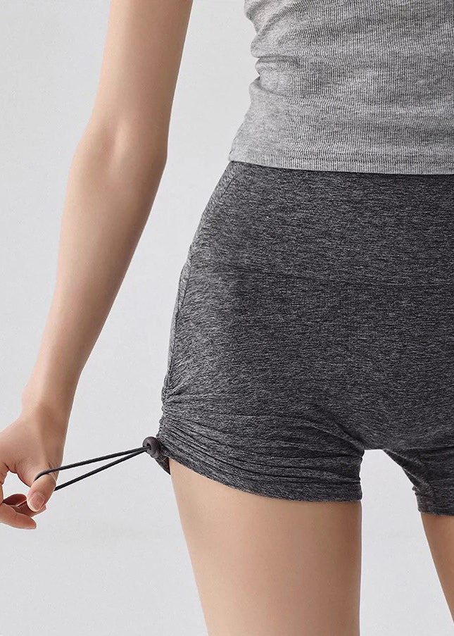 Women Grey High Waist Workout Gym Shorts Running Shorts Riding Leggings