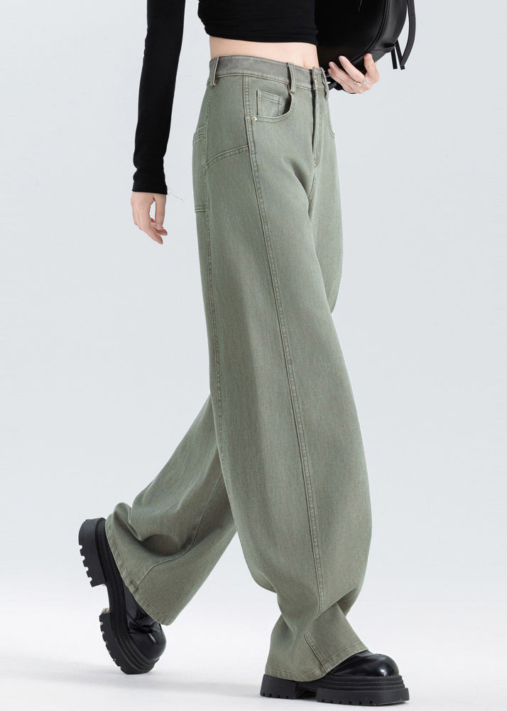 Women Grey Oversized Patchwork Denim Pants Spring