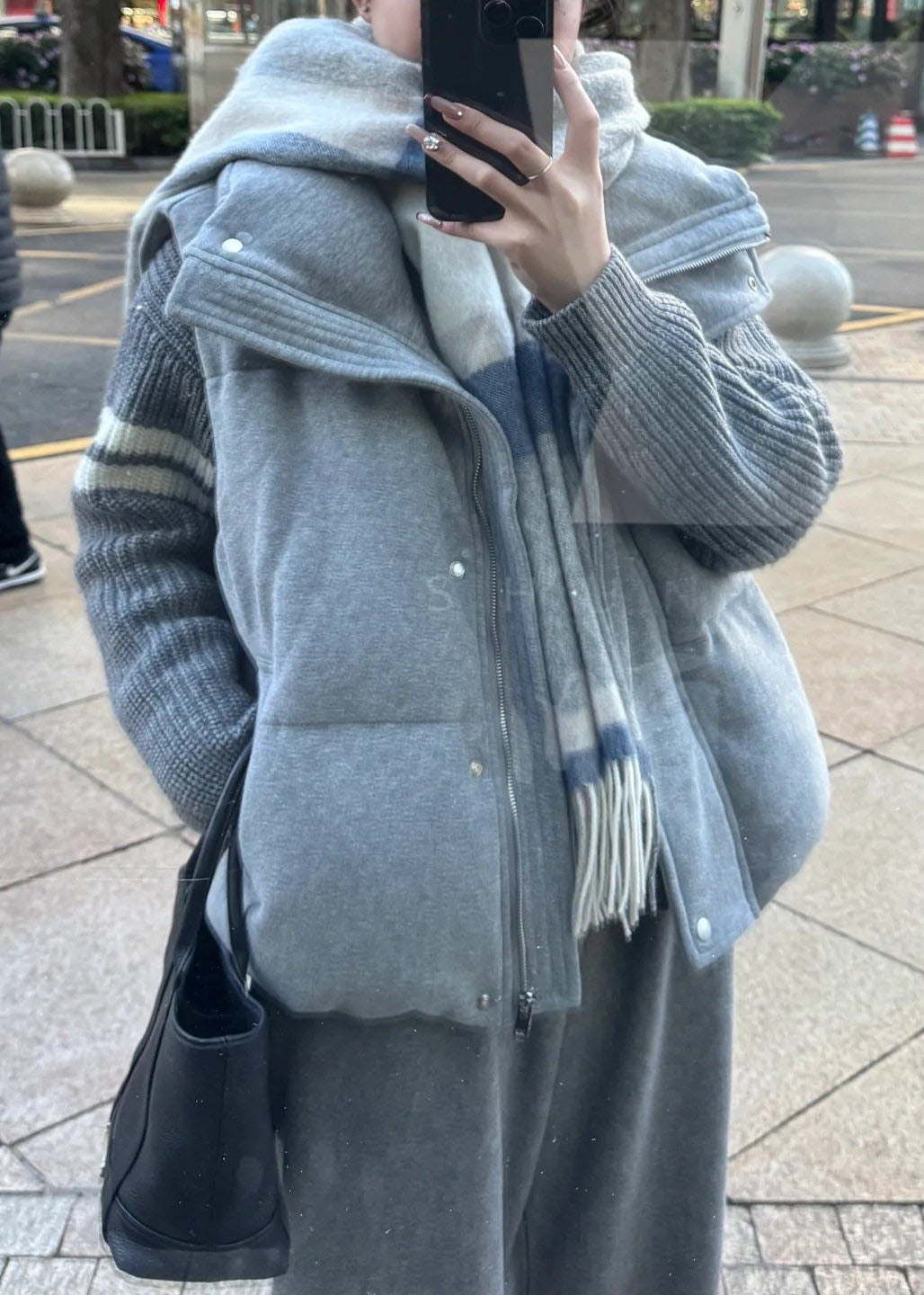 Women Grey Oversized Warm Duck Down Vests Winter