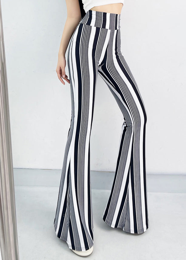 Women High Waist Striped Flare Bottoms Fall