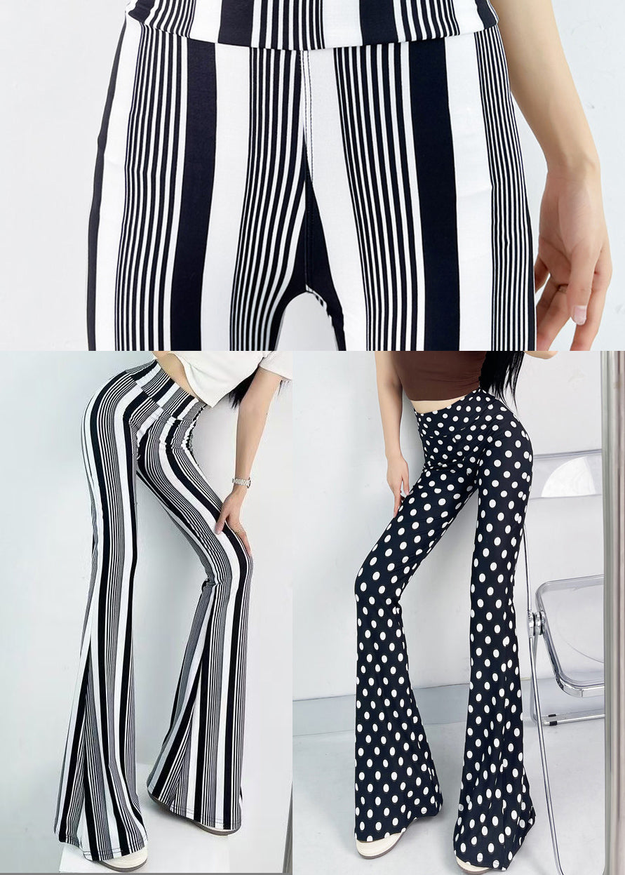 Women High Waist Striped Flare Bottoms Fall