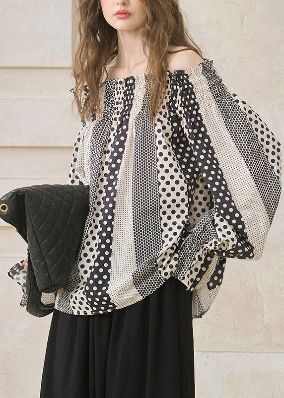 Women Khaki Cold Shoulder Print Cotton Tops Spring