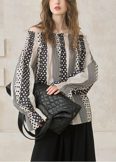 Women Khaki Cold Shoulder Print Cotton Tops Spring