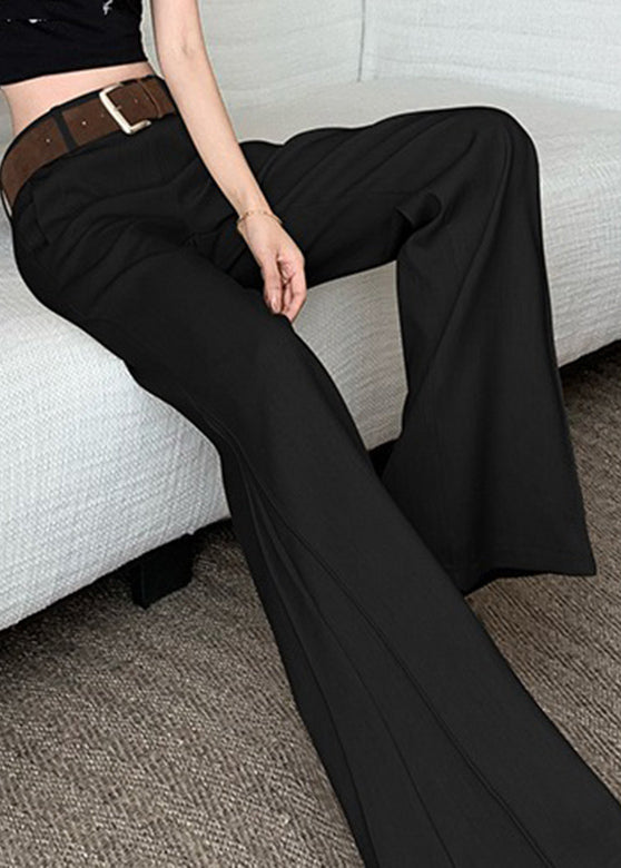 Women Khaki Pockets Patchwork High Waist Wide Leg Pants Spring