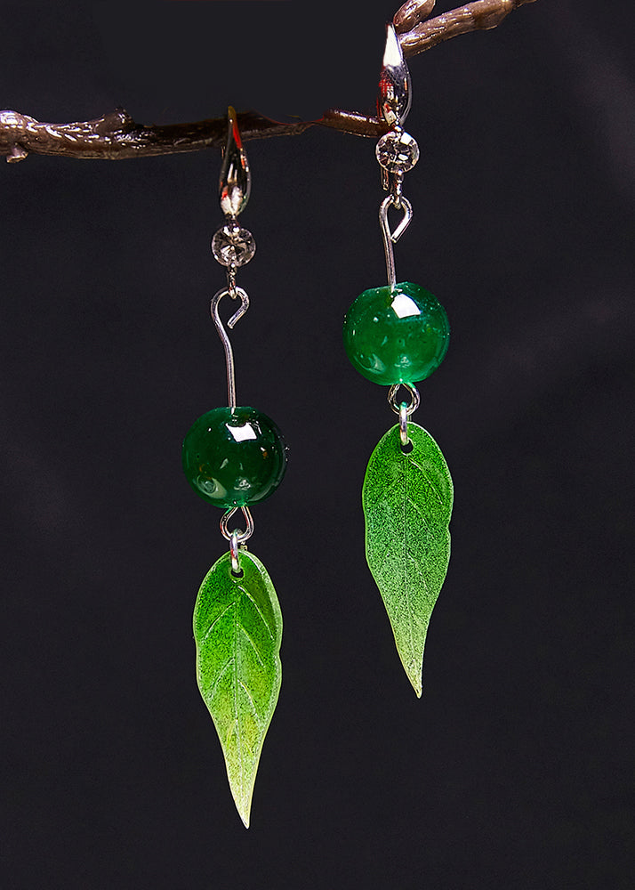 Women Leaf Leaf Acrylic Turquoise Drop Earrings