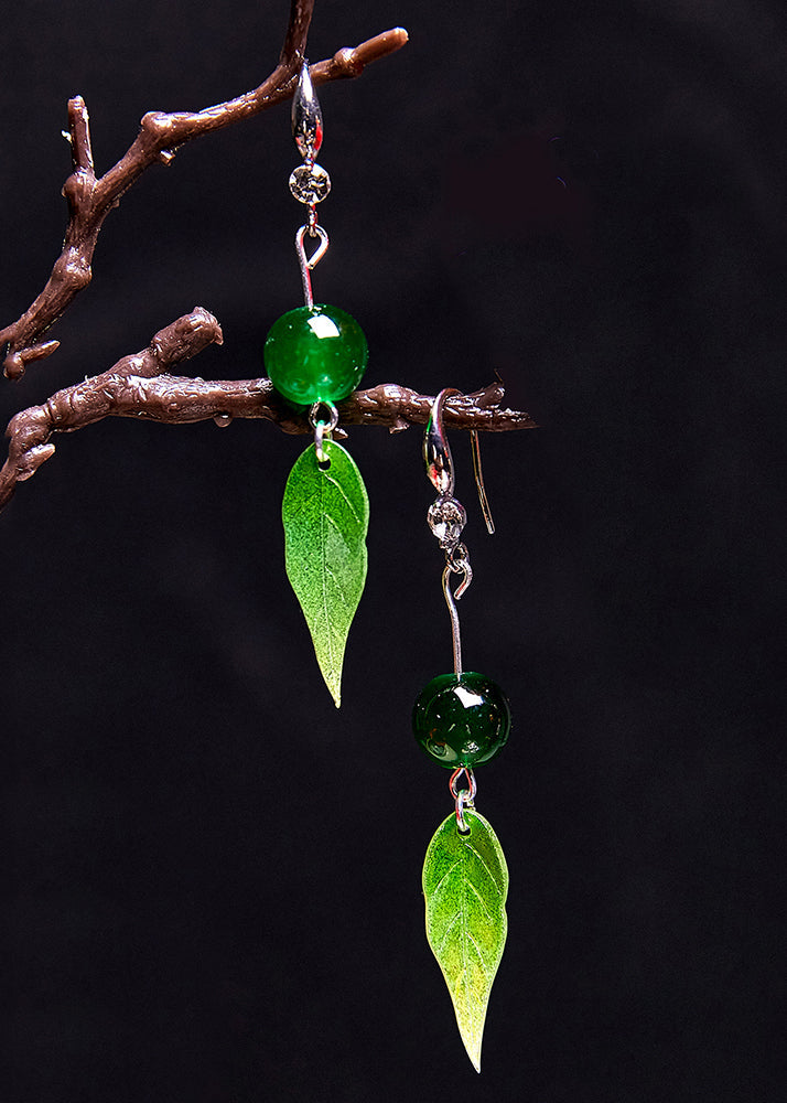 Women Leaf Leaf Acrylic Turquoise Drop Earrings