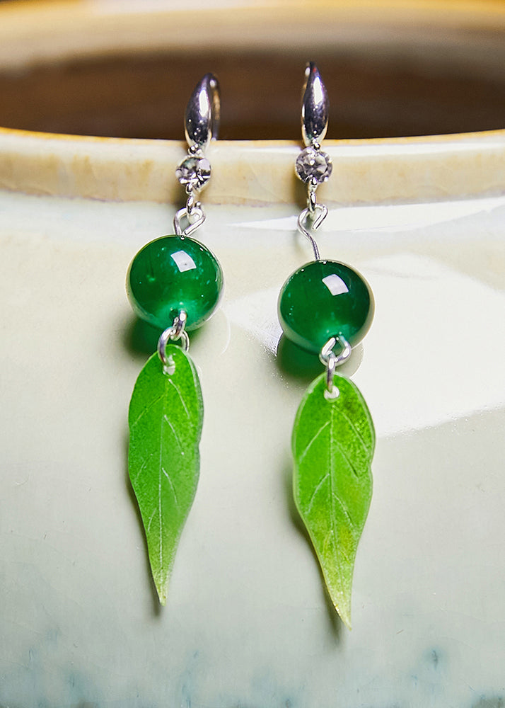 Women Leaf Leaf Acrylic Turquoise Drop Earrings - Omychic