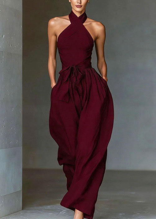 Women Mulberry Hatle Cold Shoulder Linen Jumpsuits Summer