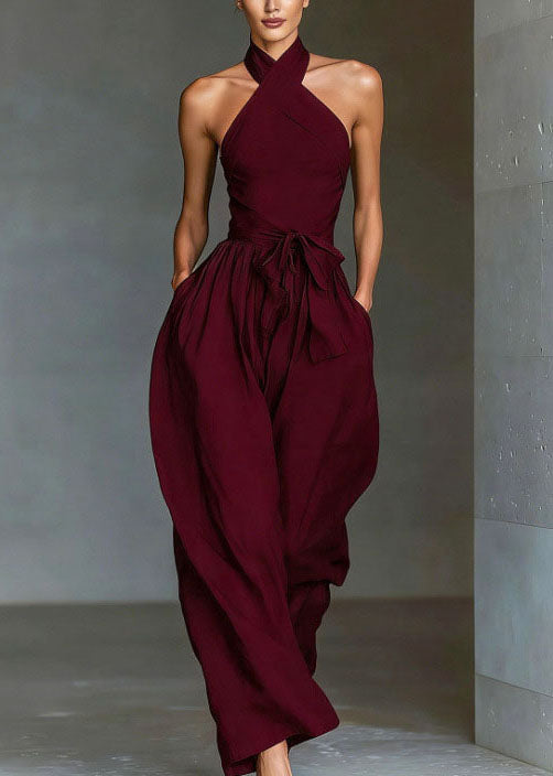 Women Mulberry Hatle Cold Shoulder Linen Jumpsuits Summer