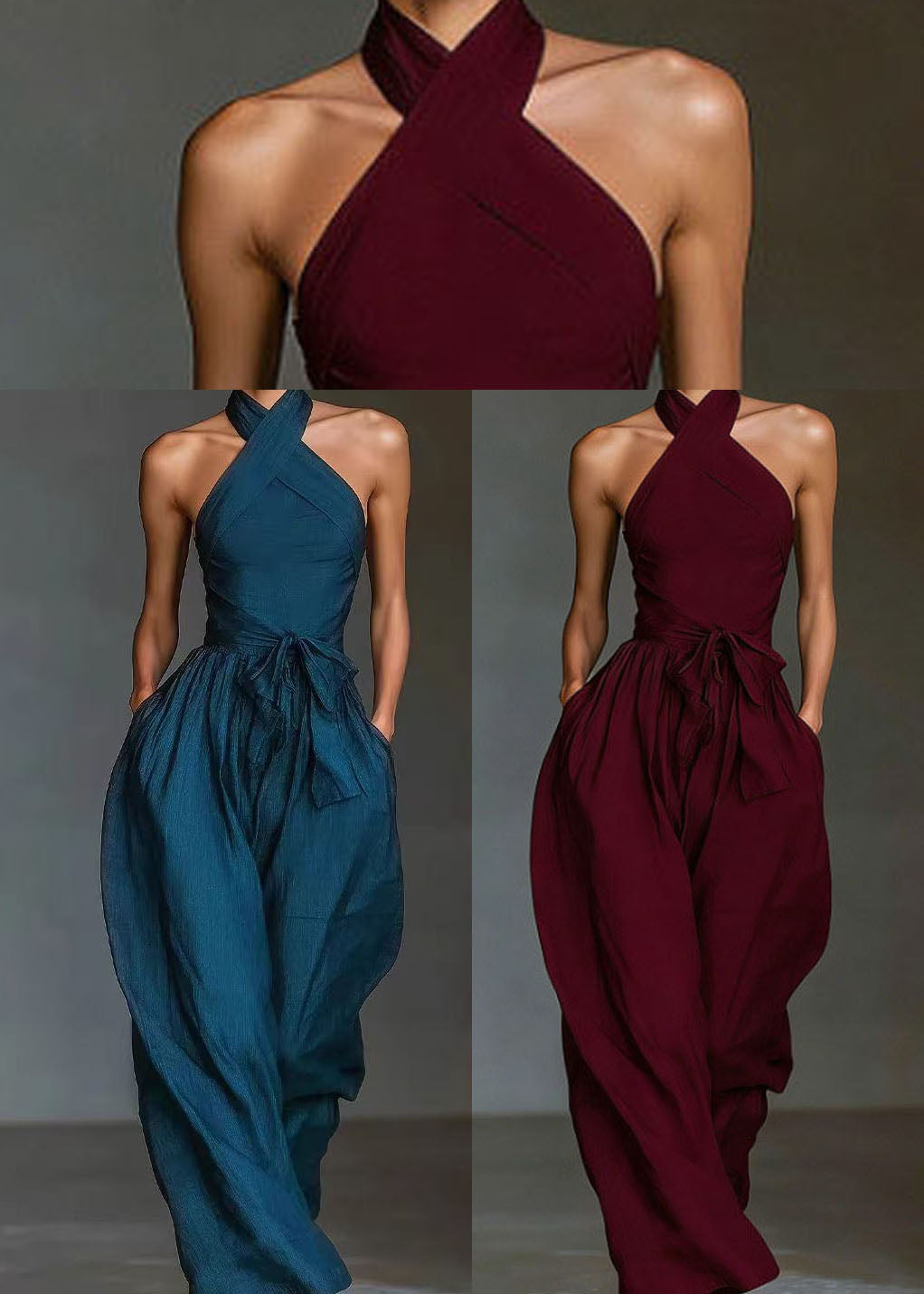 Women Mulberry Hatle Cold Shoulder Linen Jumpsuits Summer