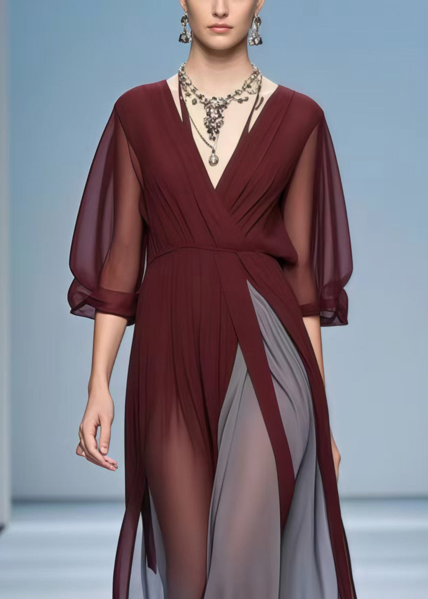 Women Mulberry Patchwork Exra Large Hem Draping Dress Summer