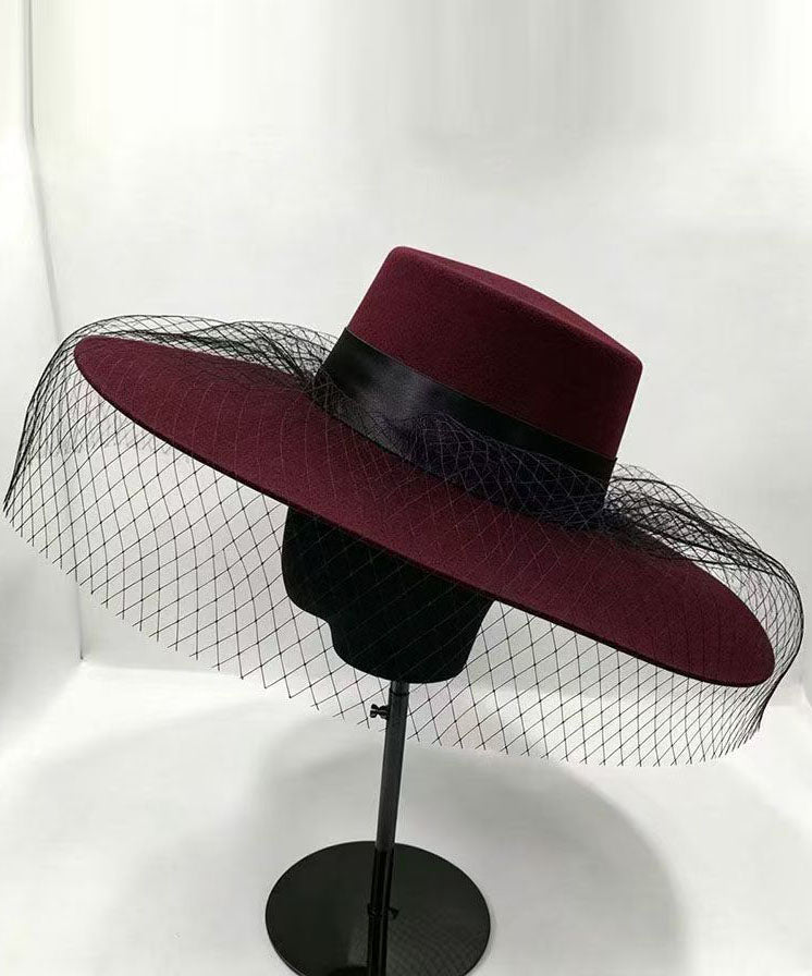 Women Mulberry Patchwork Tulle Cashmere Cloche Hat